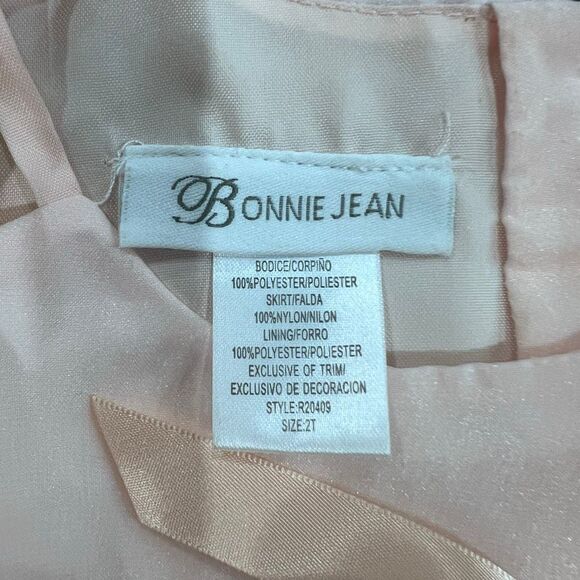 Bonnie Jean Flower Girl Dress Size 2T Peach Floral Organza Embroidered Toddler - Picture 12 of 12